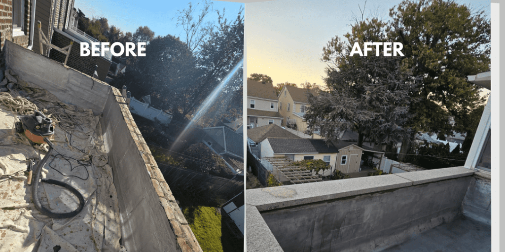 before and after of Granite Stone Installation in balcony