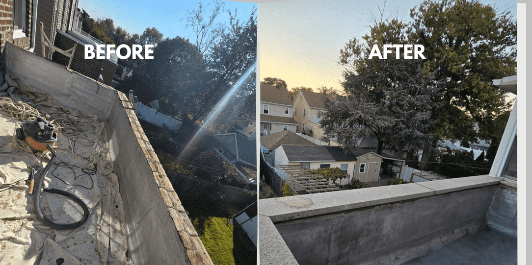 before and after of Granite Stone Installation in balcony