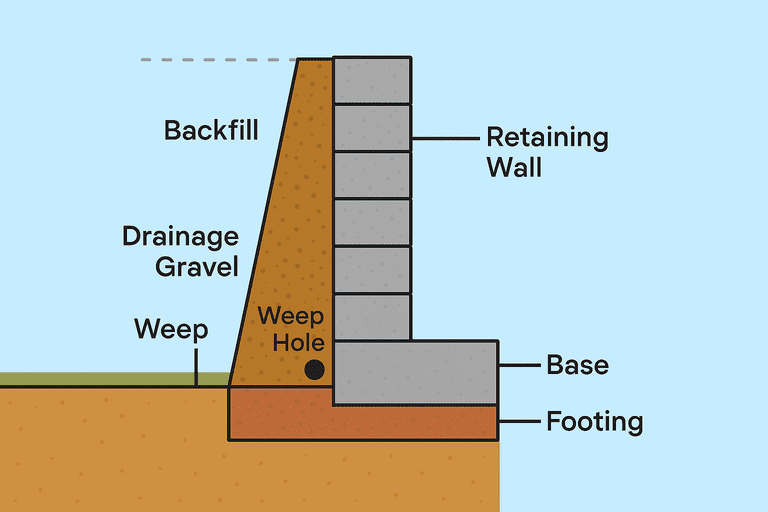 Anatomy of a retaining wall – components and structure