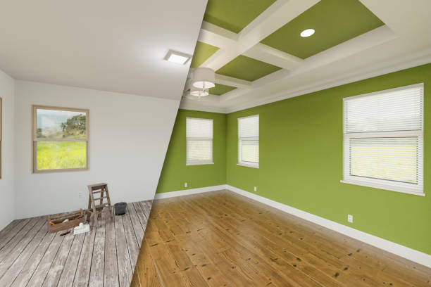 Before and after painting ideas for small NYC apartment with green accent walls