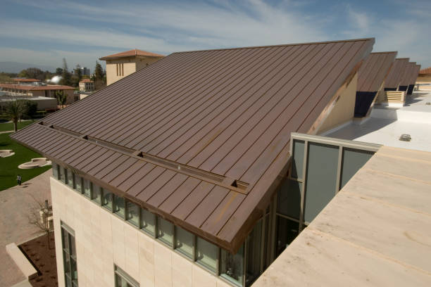 standing seam metal roof with raised vertical panels on a modern NYC building