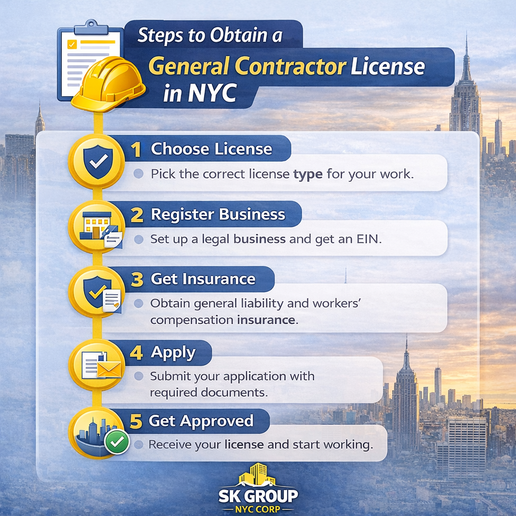 steps to obtain a general contractor license in nyc infographic guide