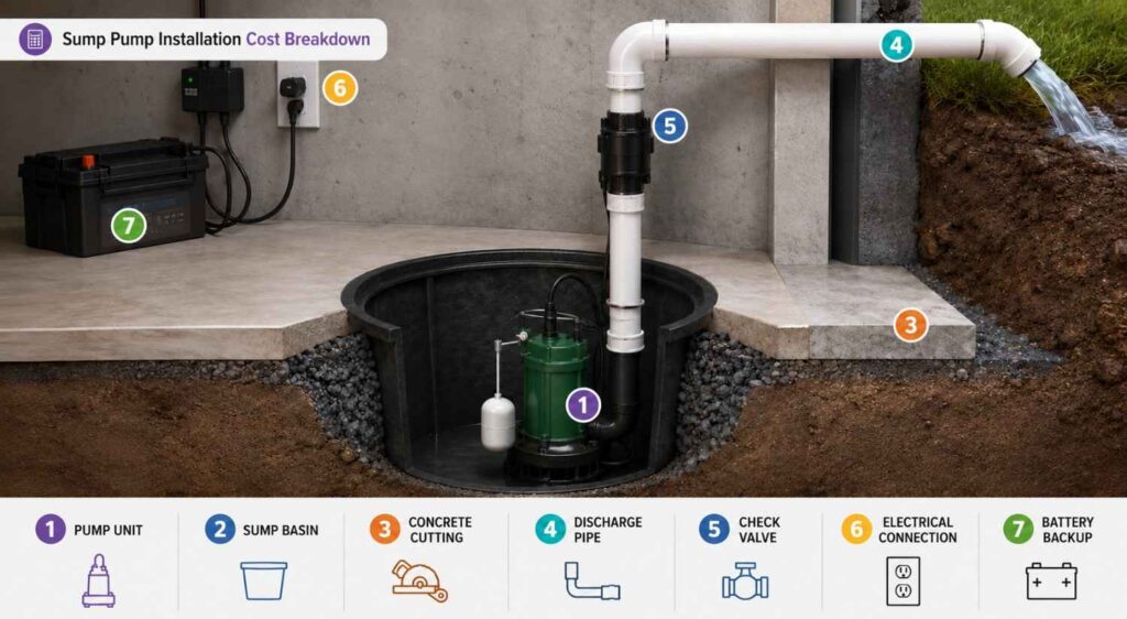 sump pump installation cost breakdown