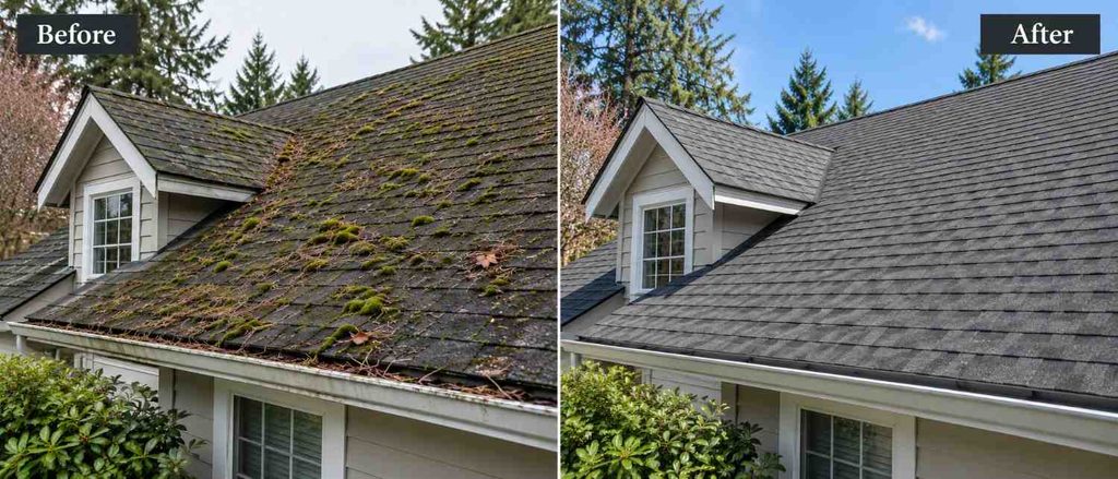 how to remove moss from roof